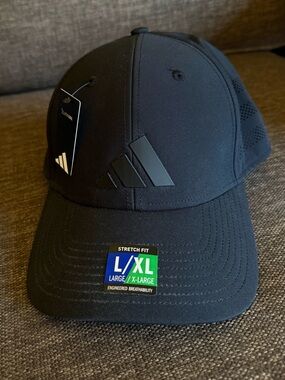 NWT adidas Men's Gameday 5 Stretch Fit Hat Climacool - Black/Black L/XL - NWT